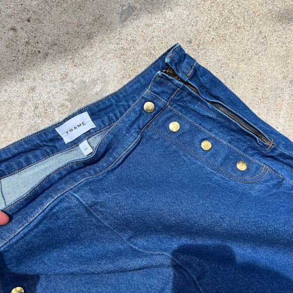 FRAME Sailor Snap High Rise Wide Leg Flared Denim Jeans Size 34 - Picture 6 of 16